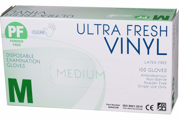 Ultra Fresh Clear Vinyl Powder Free Gloves